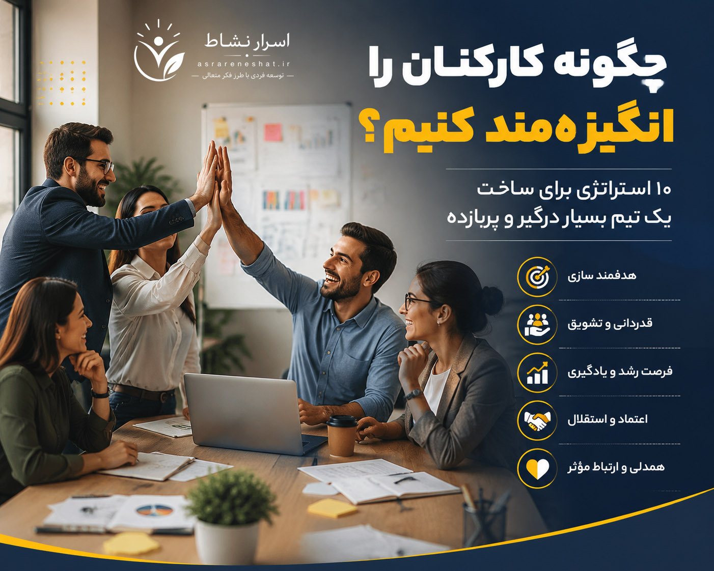 چگونه کارکنان را انگیزه‌مند کنیم؟ ۱۰ استراتژی برای ساخت یک تیم بسیار درگیر و پربازده